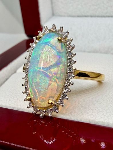 Opal Lab-Grown Diamond Halo Ring