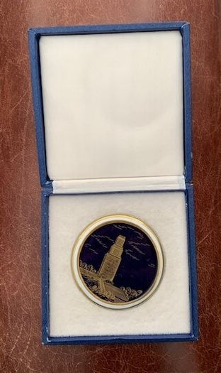 Vintage GDR Buchenwald Glockenturm Memorial Medallion in Box