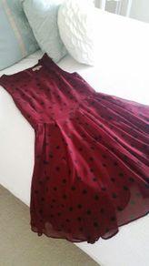 Wine & Black Polka Dot Dress - Size 8