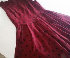 Wine & Black Polka Dot Dress - Size 8