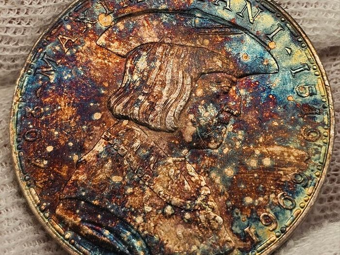 Austria 1969 Silver 50 Shillings 1493 Maximiliani 1519 Stunning Toning!!