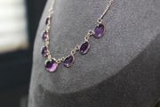 Sterling Silver (.925) Amethyst Cabochon Necklace, Graduating Design