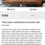 Three seater contemporary tan leather sofa Image 3