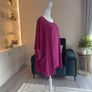 Ladies Fuchsia Pink High-low Tunic Top with side Pocket detail Image 7