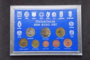 Netherlands 2003 Euro Coin Set - Complete 8-Coin Brilliant Uncirculated (BU) Set In Display Case