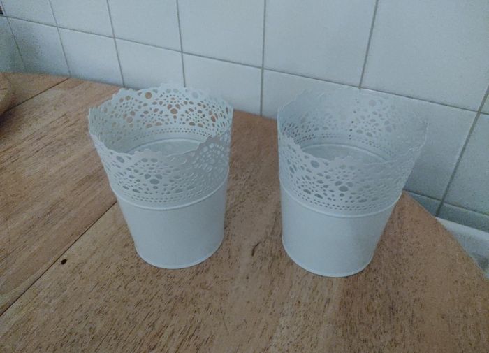 Two metal plantpots / plantpot holders