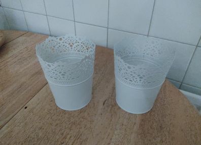 Two metal plantpots / plantpot holders