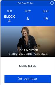 ticket Chris Nornan, Smokie Rock Band Vicar st