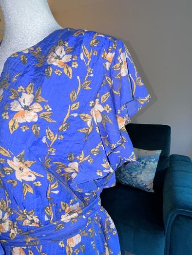 Ladies Blue Short Sleeve Floral Dress from Monsoon