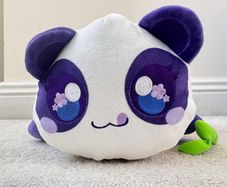 Aphmau MeeMeows Safari Purple Panda Cat Plush approx. 11"- length Used Please see photos