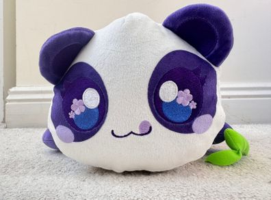 Aphmau MeeMeows Safari Purple Panda Cat Plush approx. 11"- length Used Please see photos