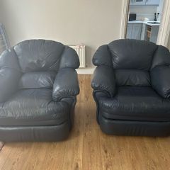 2 x reclining leather armchairs