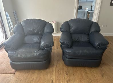 2 x reclining leather armchairs