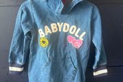 Denim hoodie dress for girls