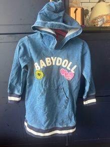 Denim hoodie dress for girls
