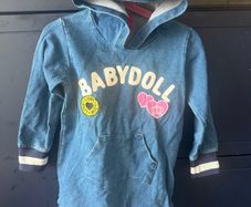 Denim hoodie dress for girls