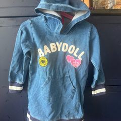 Denim hoodie dress for girls