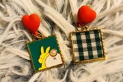 Heart and Square Earrings Fun Mismatched Pair