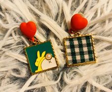 Heart and Square Earrings Fun Mismatched Pair