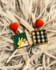 Heart and Square Earrings Fun Mismatched Pair