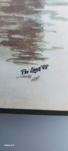 Pat liddy ,irish artist, historian,,1988 Carslberg viking ship Dublin port advertising  art picture,,see picture for condition ,sold as seen .