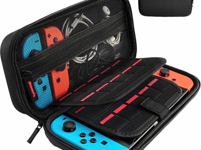 Switch Case Compatible with Nintendo Switch/Switch OLED - Carrying Case with 20 Game Cartridges, Protective Hard Shell Travel Case Pouch for Nintendo Switch Console & Accessories