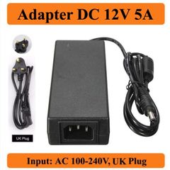 12V 5A UK Plug AC DC Adapter AC100-240V to DC 12V Power Supply Charger Transformer for LED String Strip Light