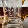 Vintage Handblown Etched Glass Pitcher with Amber Handle Image 5