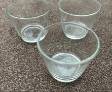 3 little glass cups / candleholders
