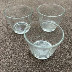 3 little glass cups / candleholders