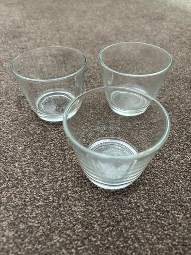3 little glass cups / candleholders