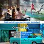 Projector with Projection Screen 1080P Full HD Supported, Upgraded 6500 Lux Video Projector Compatible with TV Stick PS4 HDMI USB AV (FREE POSTAGE Image 2