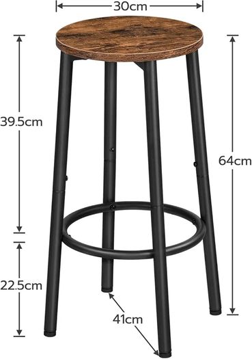 Round Bar Stools Set of 2 and Bar Stools with Back Set of 2 Bundle, High Bar Chairs for Dining Room, Party