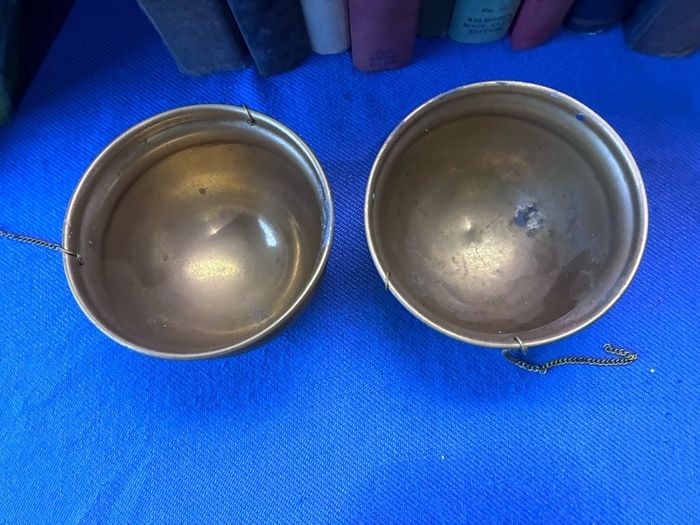 2 vintage brass planters