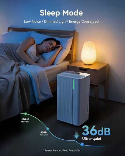 12L/Day Dehumidifiers for Home, Smart Electric Dehumidifier for Drying Clothes, Low Energy & Ultra-quiet, with Auto-Defrost & Humidity Sensor, 24-Timer, Continuous Drain