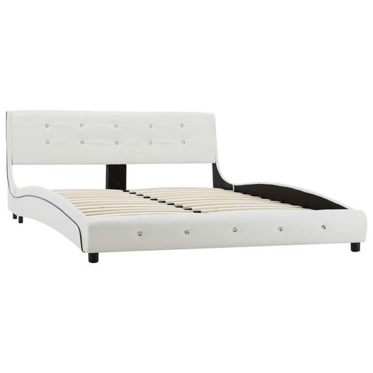 Bed Frame White Faux Leather 135x190 cm
