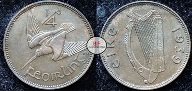[#167] - Ireland 1939 | Irish 1/4d | Farthing | Woodcock | KM.9 | High Grade