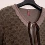 Alice Barnabe By Enjoy Brown Khaki Textured Knit Lace Trim Front-Tie Cropped Bolero Shrug Cardigan 12UK/40EU Image 5