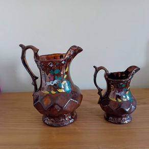 Victorian Staffordshire Hand Painted Luster Jugs