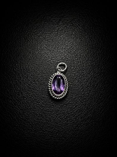 925 Vintage Sterling Silver Amethyst Pendant