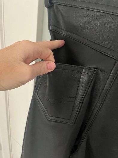 Unsigned black leather trousers jeans style Sz 8UK  W28 L 32
