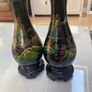 Pair of vintage  black  Chinese lacquerware vases Image 2