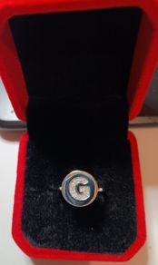 New sterling silver ring letter G with real diamonds, size J