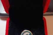 New sterling silver ring letter G with real diamonds, size J