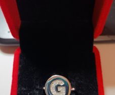 New sterling silver ring letter G with real diamonds, size J