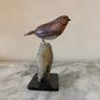 Hand-Carved Gemstone European Robin on Tourmalinated Quartz Base Image 4