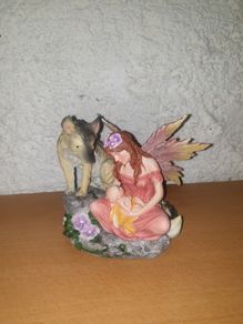 Fairy with Wolf and Baby Figurine