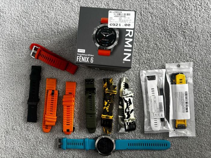 Garmin Fenix 6 Titanium Sapphire with extras