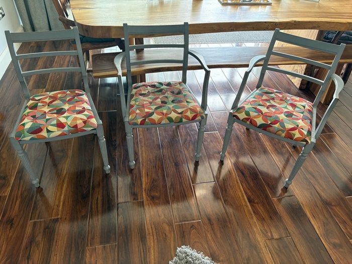 Grey wooden chairs