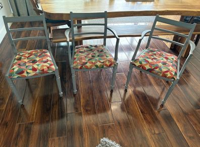 Grey wooden chairs